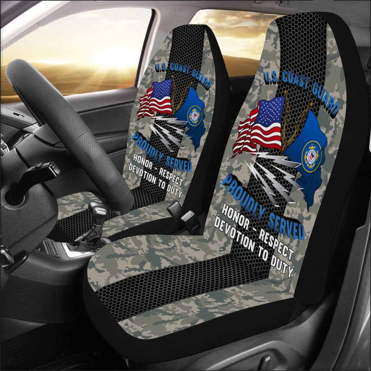US Coast Guard Telecommunications Specialist TC Logo Proudly Served - Car Seat Covers (Set of 2)-SeatCovers-USCG-Rate-Veterans Nation