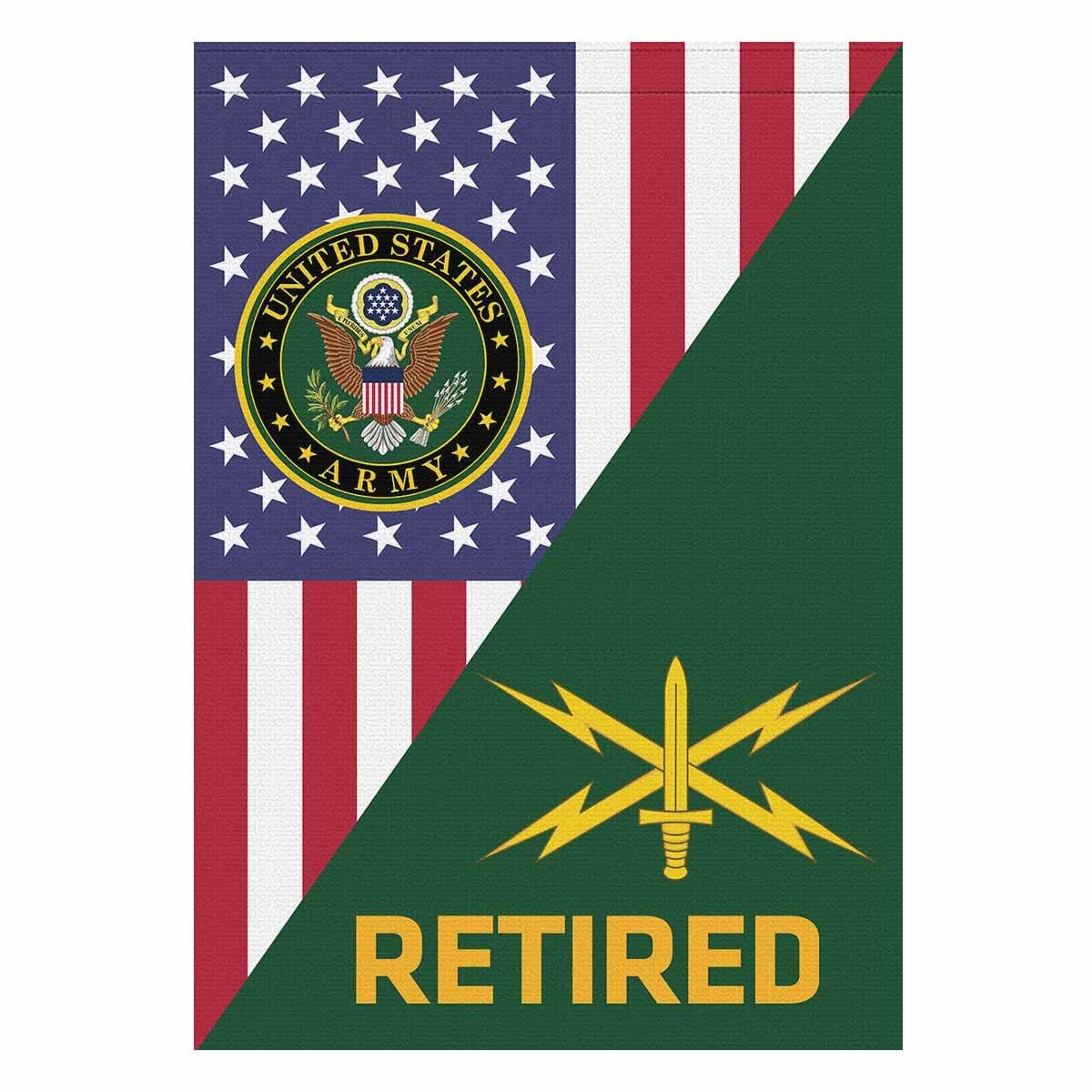 US Army Cyber Corps Retired House Flag 28 Inch x 40 Inch Twin-Side Printing-HouseFlag-Army-Branch-Veterans Nation