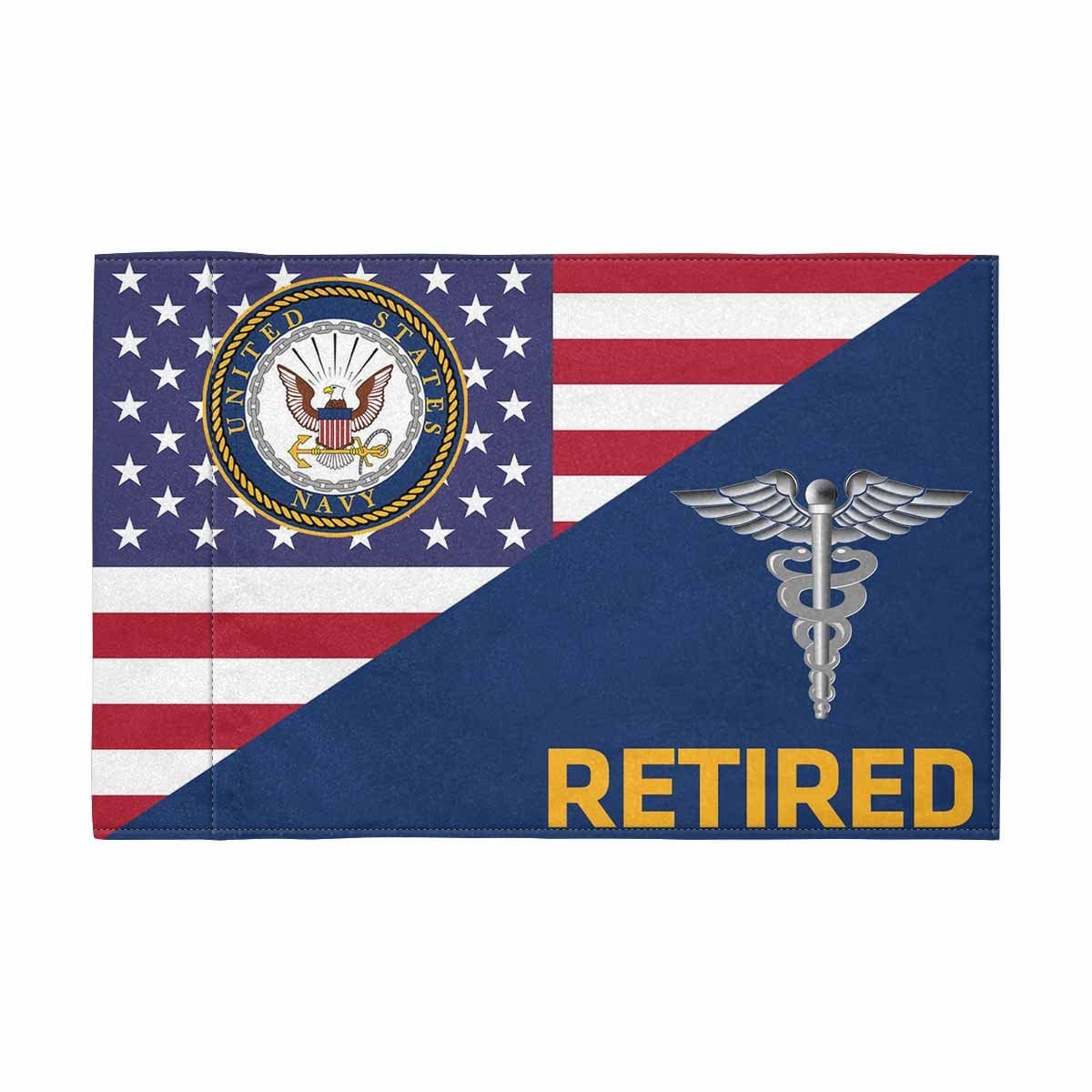 US Navy Hospital Corpsman Navy HM Retired Motorcycle Flag 9" x 6" Twin-Side Printing D01-MotorcycleFlag-Navy-Veterans Nation