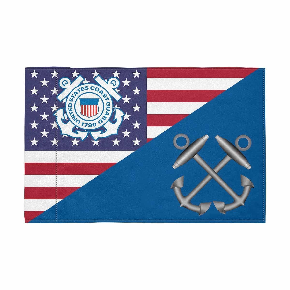 USCG BM Motorcycle Flag 9" x 6" Twin-Side Printing D01-MotorcycleFlag-USCG-Veterans Nation