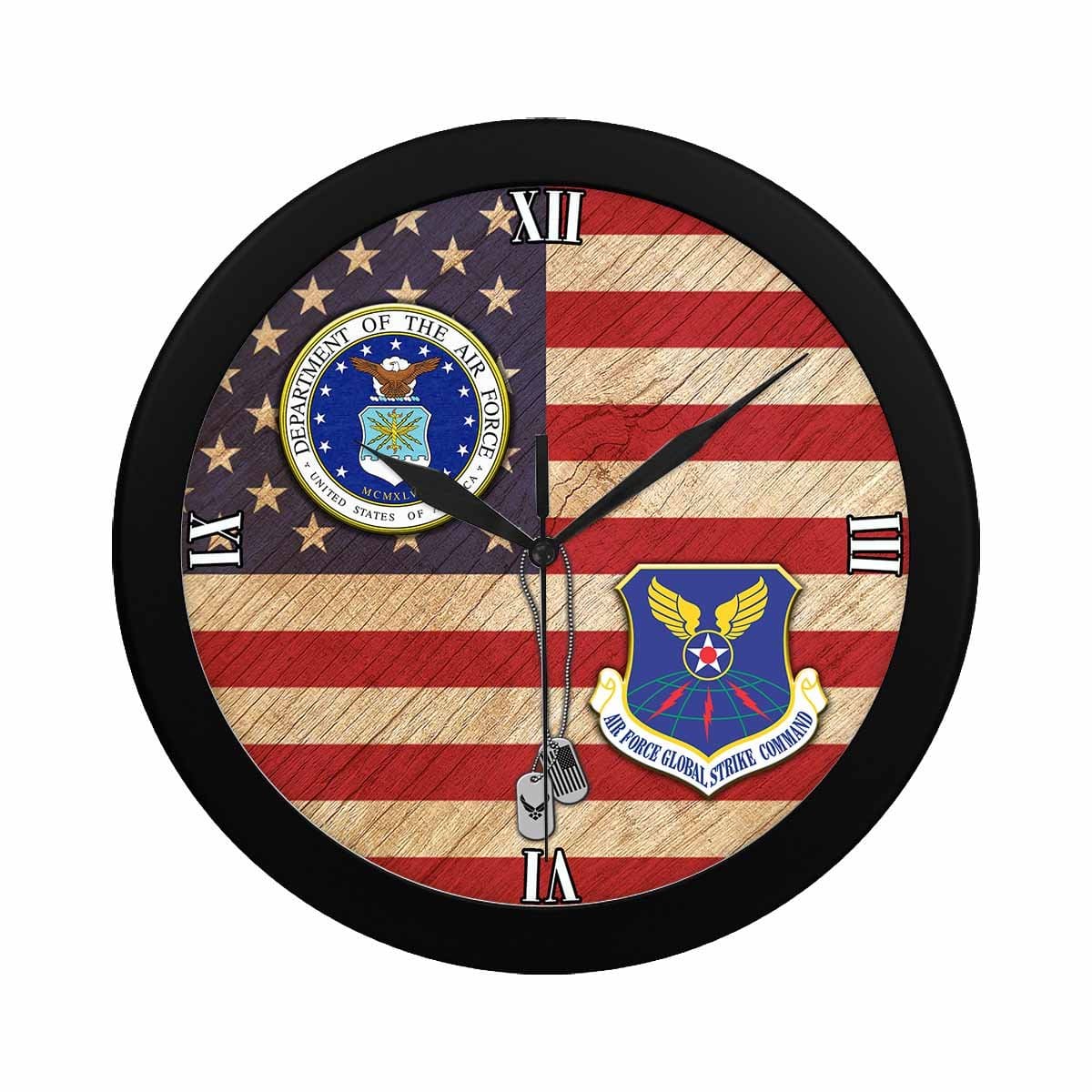 US Air Force Air Force Global Strike Command Wall Clock-WallClocks-USAF-Shield-Veterans Nation