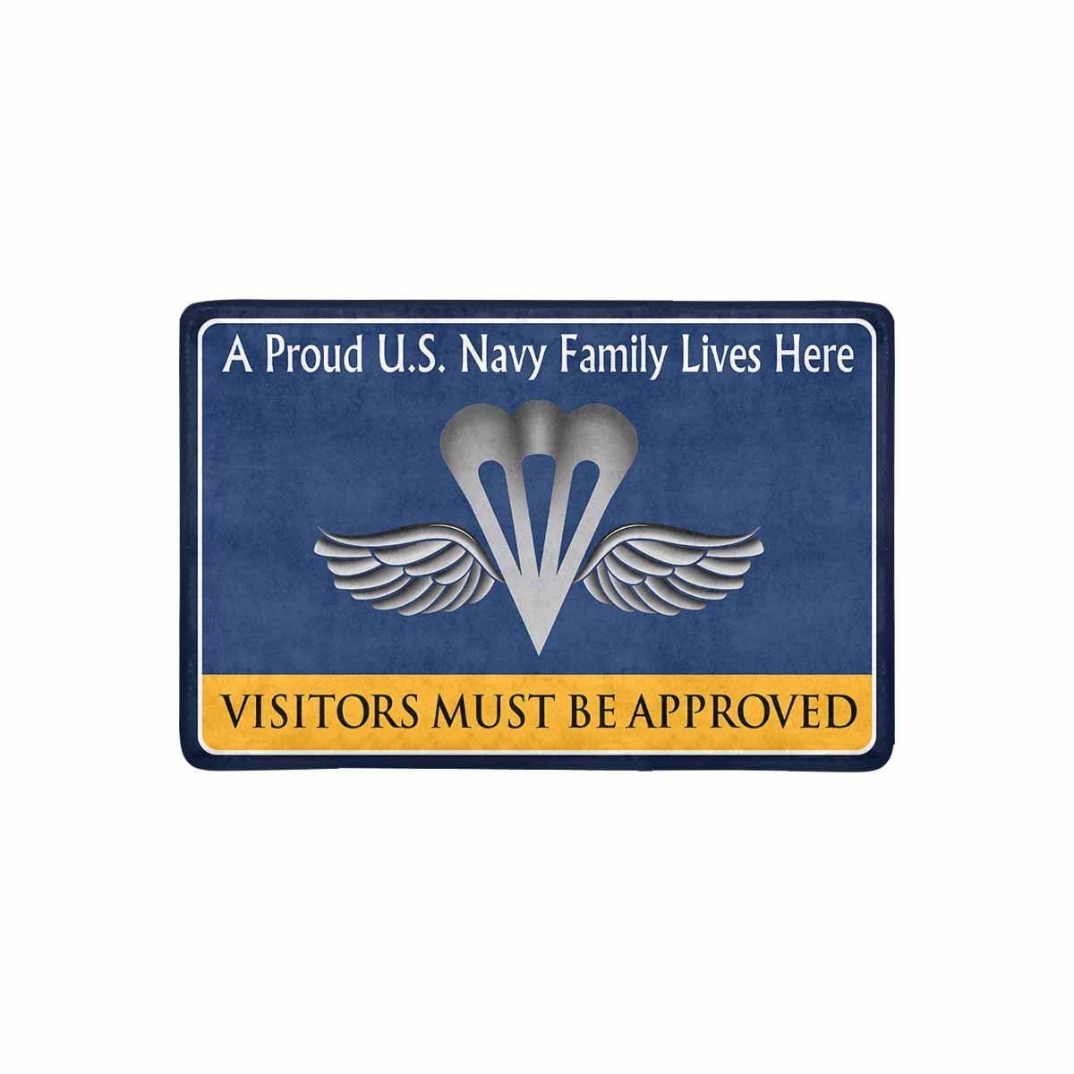 Navy Aircrew Survival Equipmentman Navy PR Family Doormat - Visitors must be approved (23,6 inches x 15,7 inches)-Doormat-Navy-Rate-Veterans Nation
