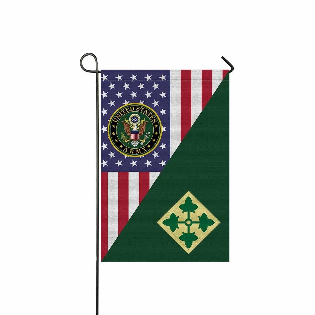 US ARMY 4th Infantry Division Garden Flag/Yard Flag 12 inches x 18 inches Twin-Side Printing-GDFlag-Army-CSIB-Veterans Nation