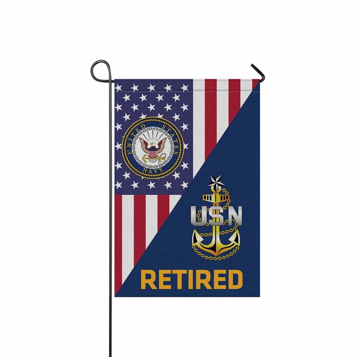 US Navy E-8 Senior Chief Petty Officer E8 SCPO Senior Noncommissioned Officer Collar Device Retired Garden Flag/Yard Flag 12 inches x 18 inches Twin-Side Printing-GDFlag-Navy-Collar-Veterans Nation