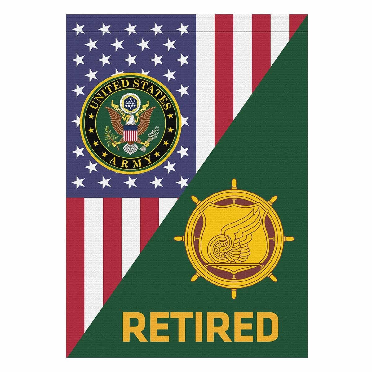 U.S. Army Transportation Corps Retired House Flag 28 Inch x 40 Inch Twin-Side Printing-HouseFlag-Army-Branch-Veterans Nation
