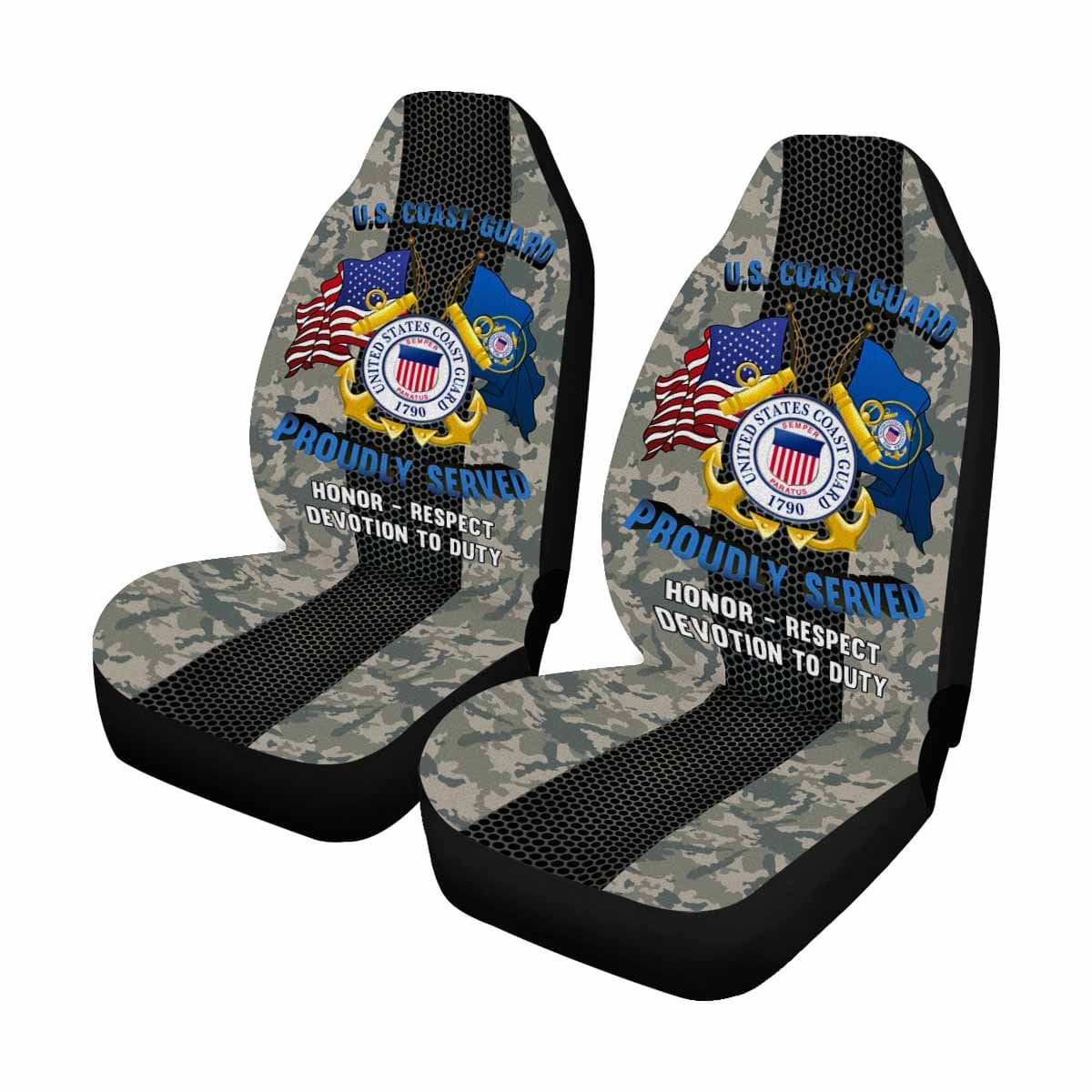 U.S Coast Guard Logo - Car Seat Covers (Set of 2)-SeatCovers-USCG-Logo-Veterans Nation