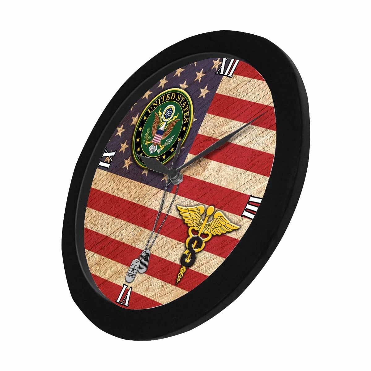 US Army Medical Specialist Corps Black Wall Clock-WallClocks-Army-Branch-Veterans Nation