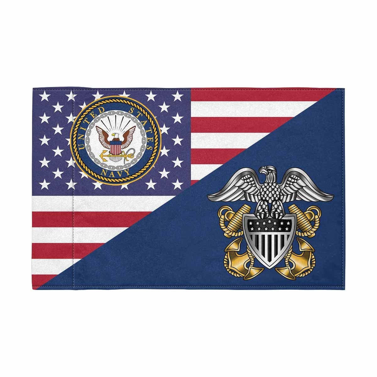 US Navy Officer Cap Device Motorcycle Flag 9" x 6" Twin-Side Printing D01-MotorcycleFlag-Navy-Veterans Nation