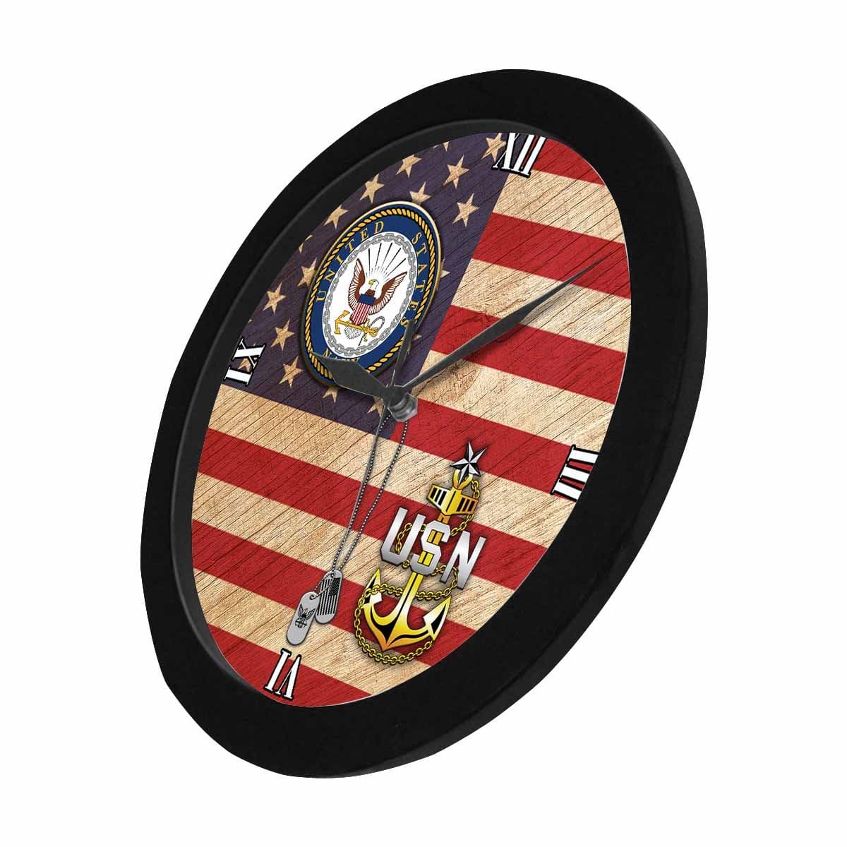 US Navy E-8 Senior Chief Petty Officer E8 SCPO Senior Noncommissioned Officer Collar Device Wall Clock-WallClocks-Navy-Collar-Veterans Nation
