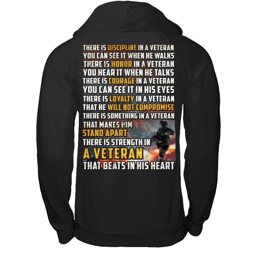Military T-Shirt "Veteran - Beats in His Heart"-TShirt-General-Veterans Nation