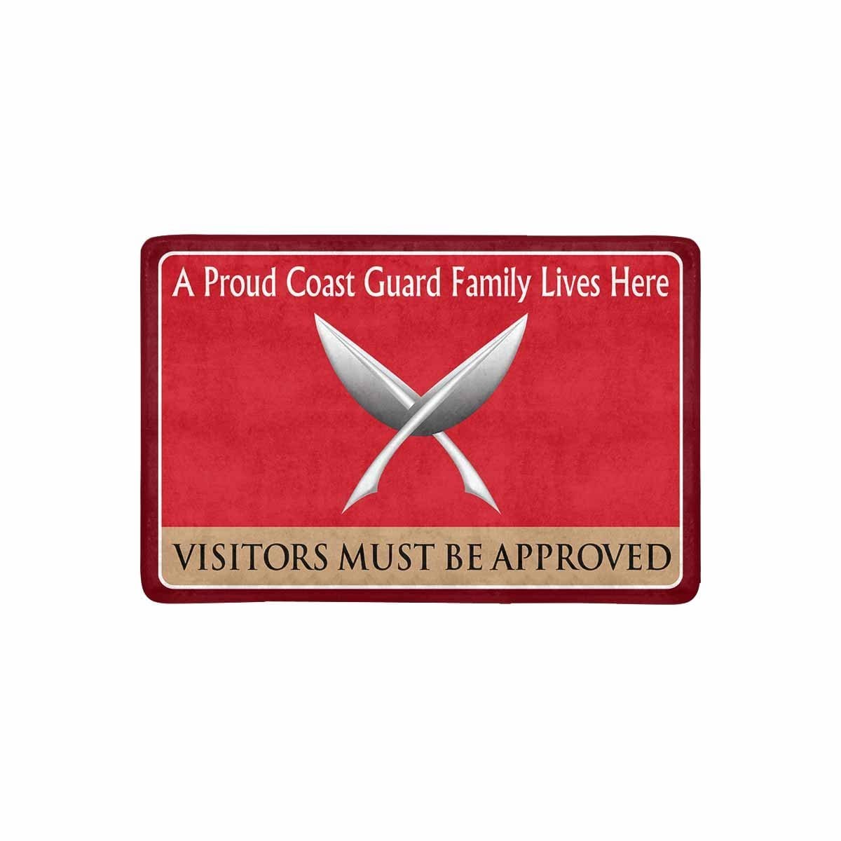 US Coast Guard Yeoman YN Logo Family Doormat - Visitors must be approved (23.6 inches x 15.7 inches)-Doormat-USCG-Rate-Veterans Nation