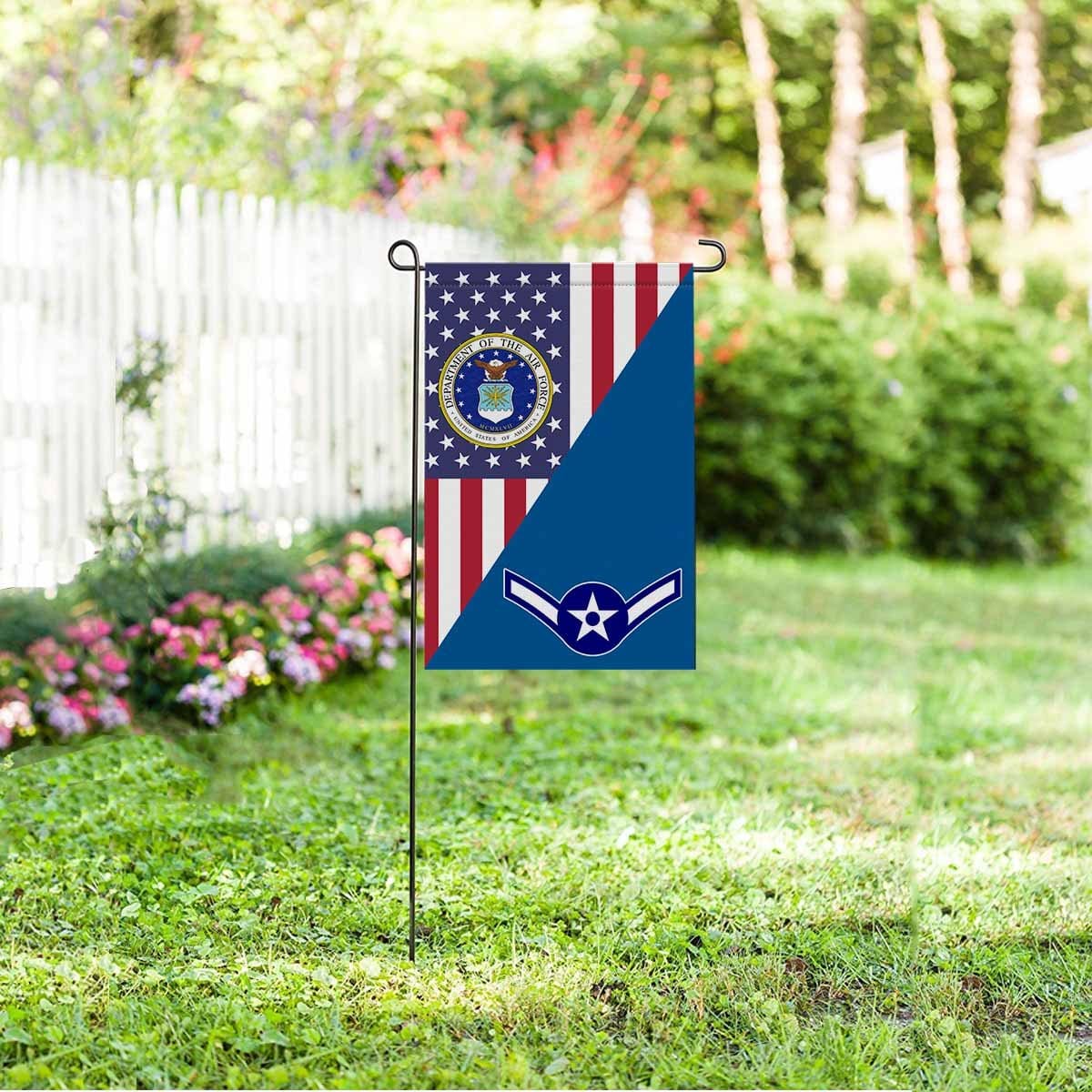 US Air Force E-2 Airman Amn E2 Enlisted Airman Garden Flag/Yard Flag 12 inches x 18 inches Twin-Side Printing-GDFlag-USAF-Ranks-Veterans Nation