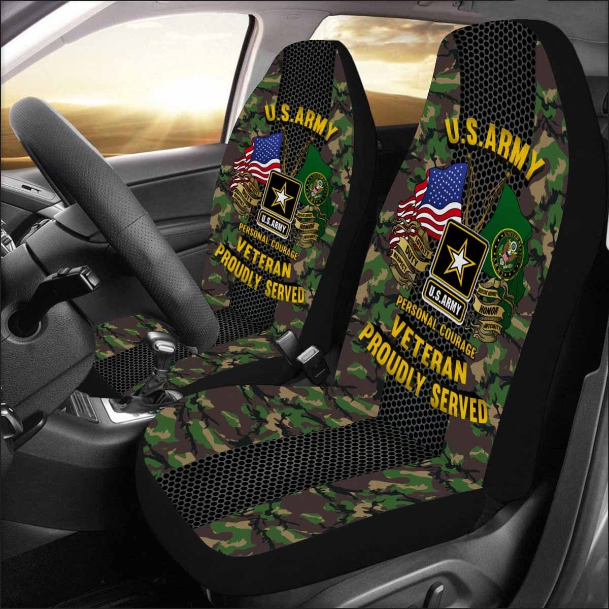 US Army Veteran Car Seat Covers (Set of 2)-SeatCovers-Army-Logo-Veterans Nation