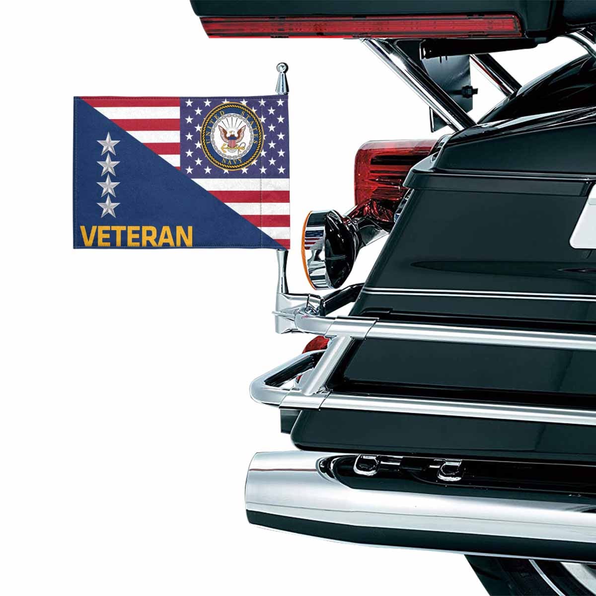 US Navy O-10 Veteran Motorcycle Flag 9" x 6" Twin-Side Printing D01-MotorcycleFlag-Navy-Veterans Nation