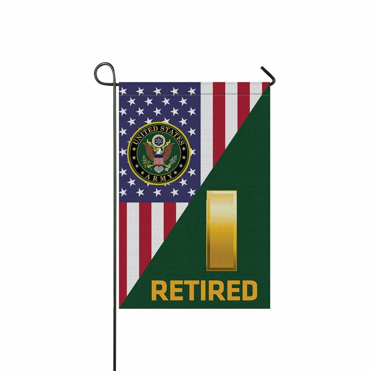 US Army O-1 Second Lieutenant O1 2LT Commissioned Officer Retired Garden Flag/Yard Flag 12 inches x 18 inches Twin-Side Printing-GDFlag-Army-Ranks-Veterans Nation