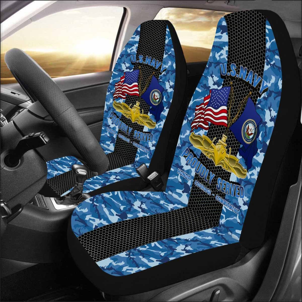 U.S NAVY SURFACE WARFARE Car Seat Covers (Set of 2)-SeatCovers-Navy-Badge-Veterans Nation