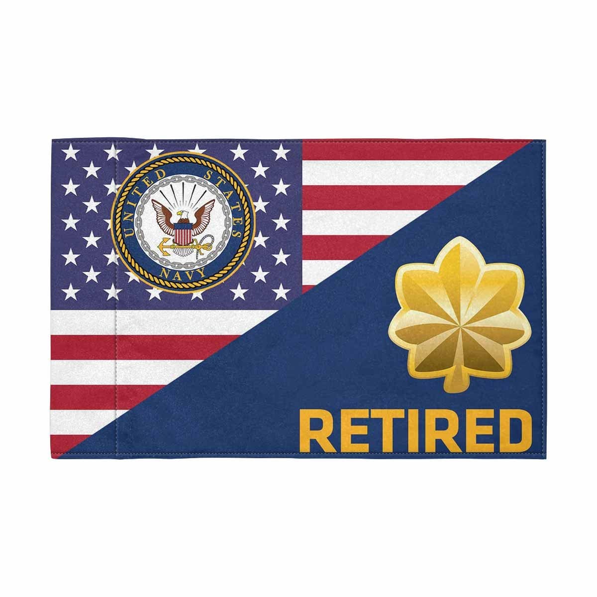US Navy O-4 Retired Motorcycle Flag 9" x 6" Twin-Side Printing D01-MotorcycleFlag-Navy-Veterans Nation