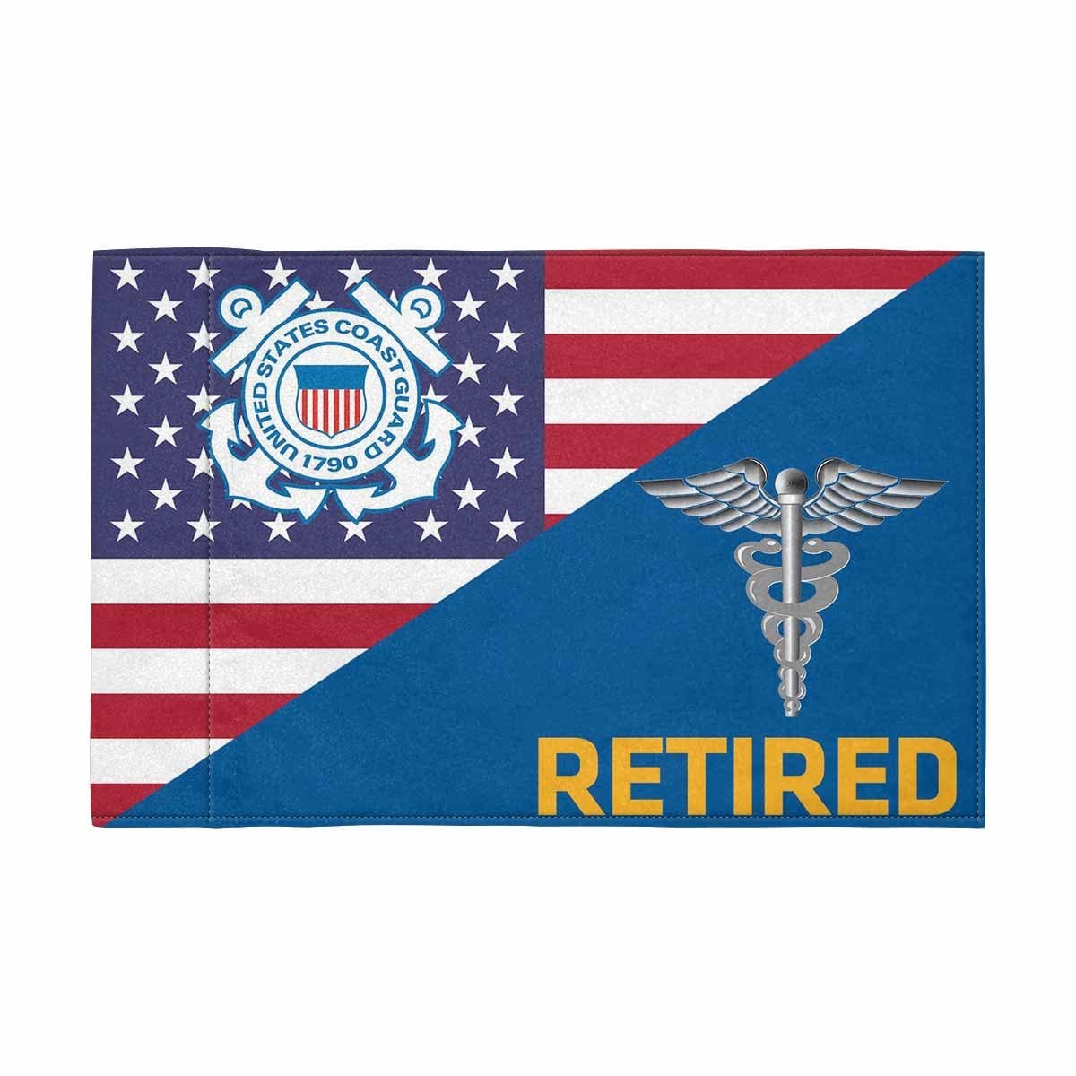 USCG HS Retired Motorcycle Flag 9" x 6" Twin-Side Printing D01-MotorcycleFlag-USCG-Veterans Nation