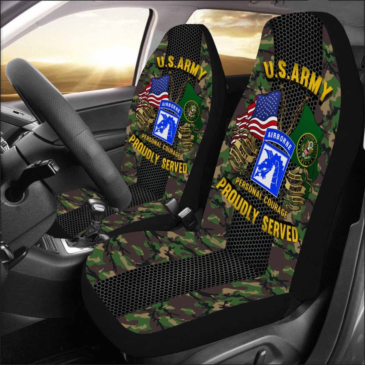 US Army 18th XVIII Airborne Car Seat Covers (Set of 2)-SeatCovers-Army-CSIB-Veterans Nation