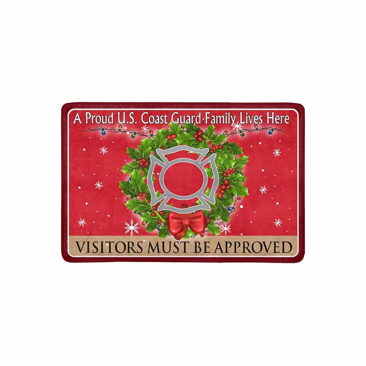 US Coast Guard Fire and Safety Specialist FF Logo - Visitors must be approved Christmas Doormat-Doormat-USCG-Rate-Veterans Nation