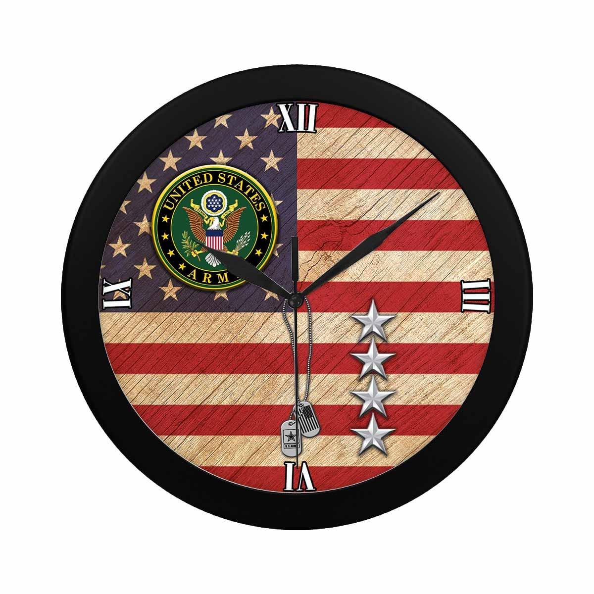 US Army O-10 General O10 GEN Wall Clock-WallClocks-Army-Ranks-Veterans Nation