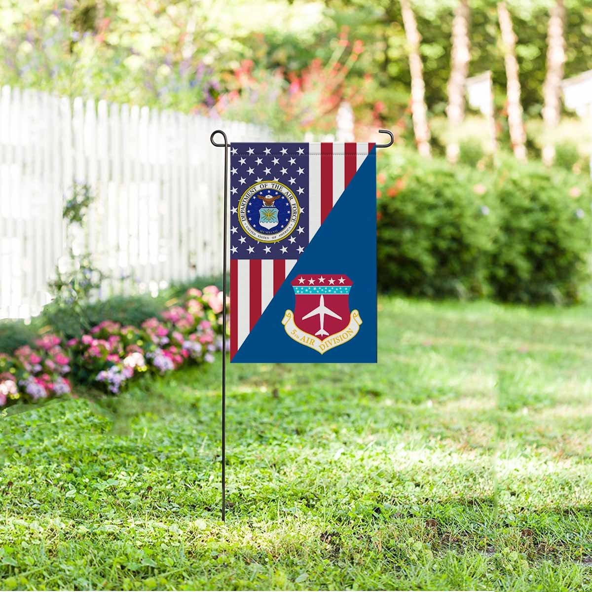 US Air Force 5th Air Division Garden Flag/Yard Flag 12 inches x 18 inches Twin-Side Printing-GDFlag-USAF-AirDivision-Veterans Nation