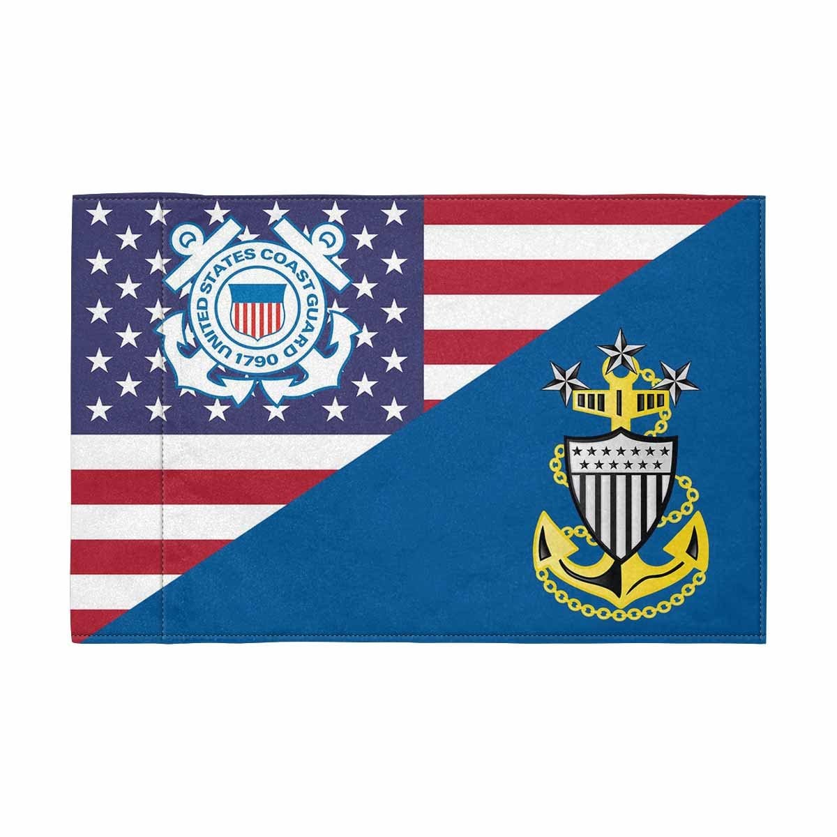US Coast Guard E-9 MCPOC Device Motorcycle Flag 9" x 6" Twin-Side Printing D01-MotorcycleFlag-USCG-Veterans Nation
