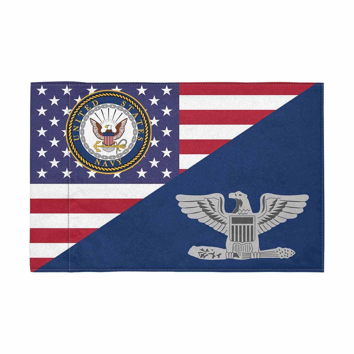 US Navy O-6 Motorcycle Flag 9" x 6" Twin-Side Printing D01-MotorcycleFlag-Navy-Veterans Nation