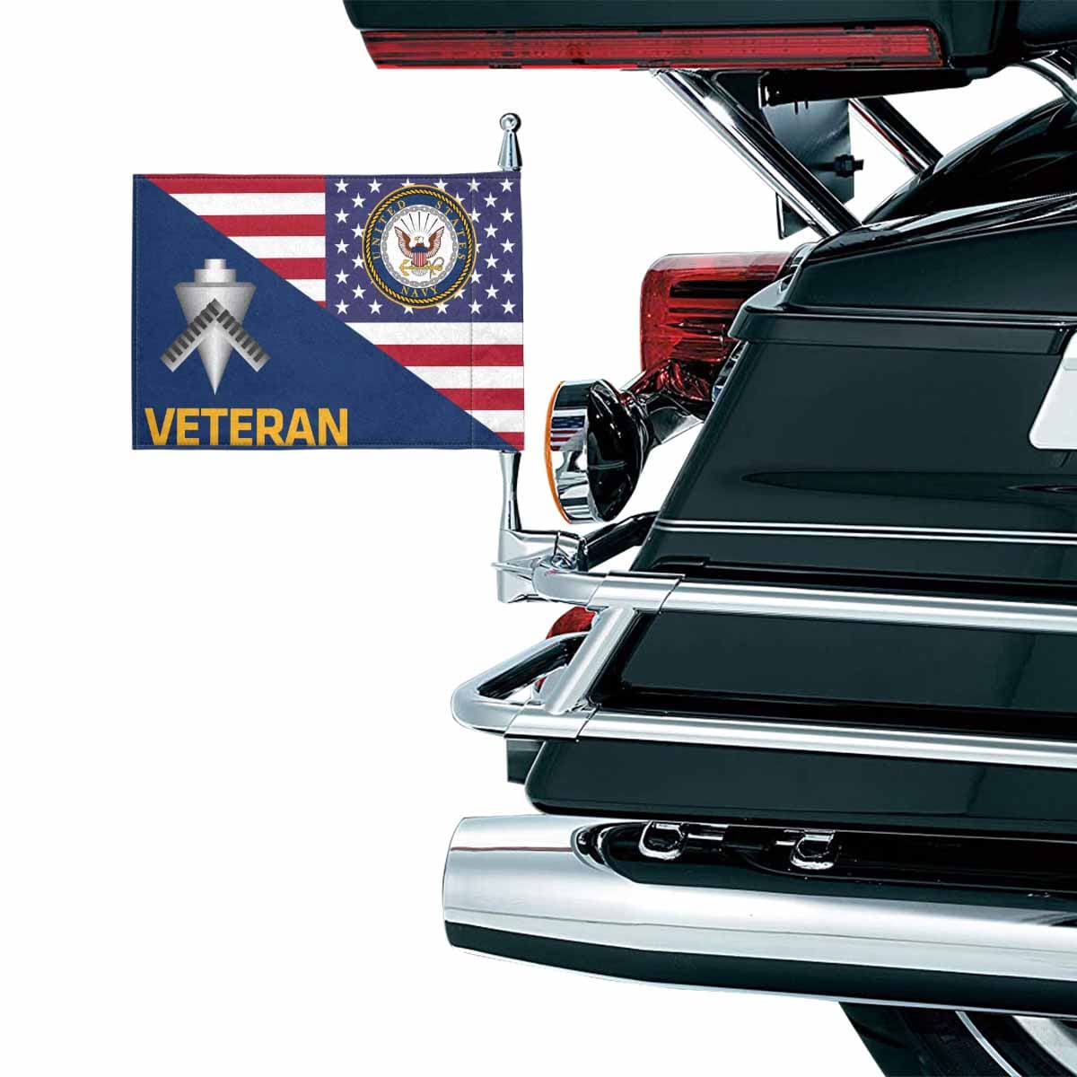 US Navy Builder Navy BU Veteran Motorcycle Flag 9" x 6" Twin-Side Printing D01-MotorcycleFlag-Navy-Veterans Nation