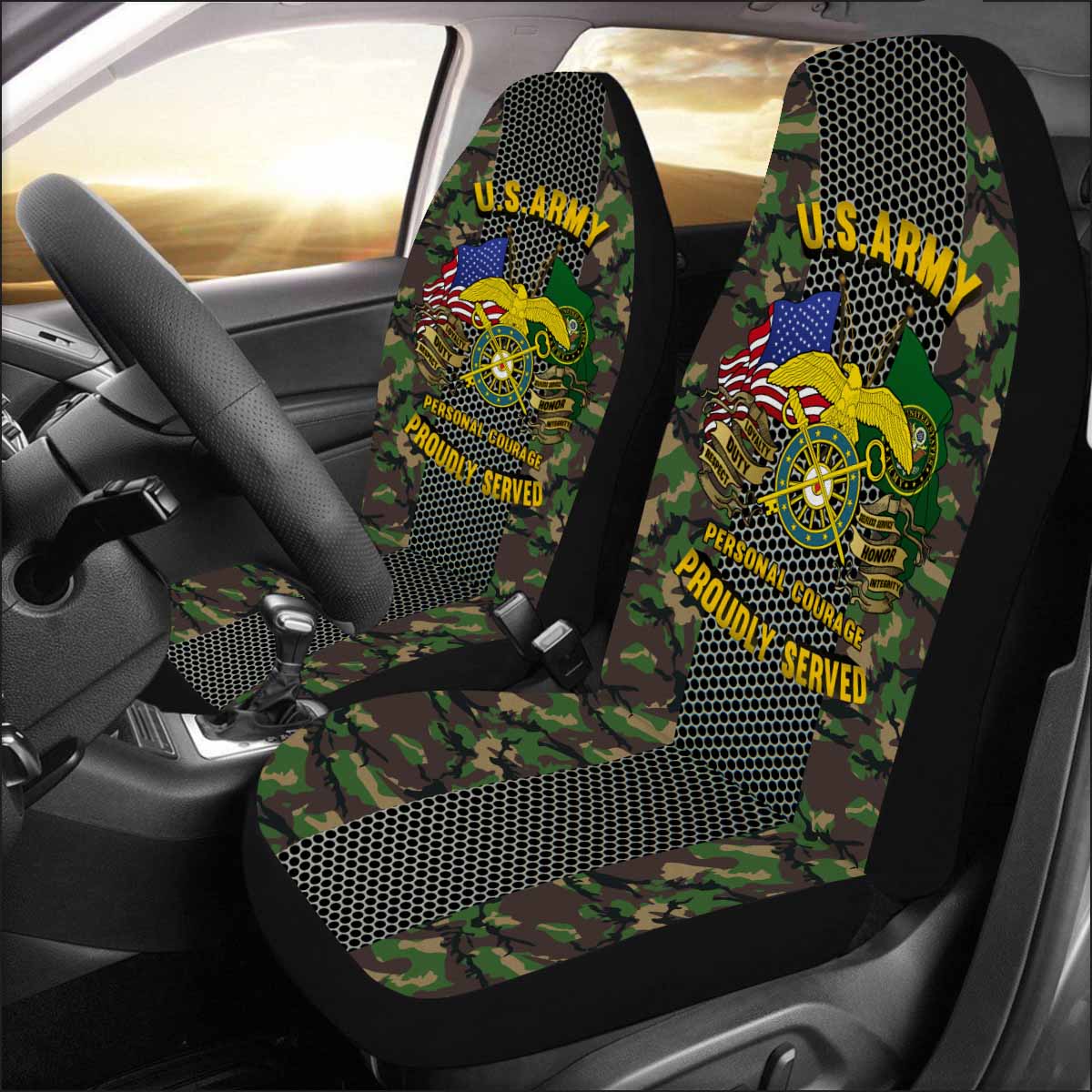 Military ARMY Quartermaster Corps Car Seat Covers (Set of 2)-SeatCovers-Army-Branch-Veterans Nation