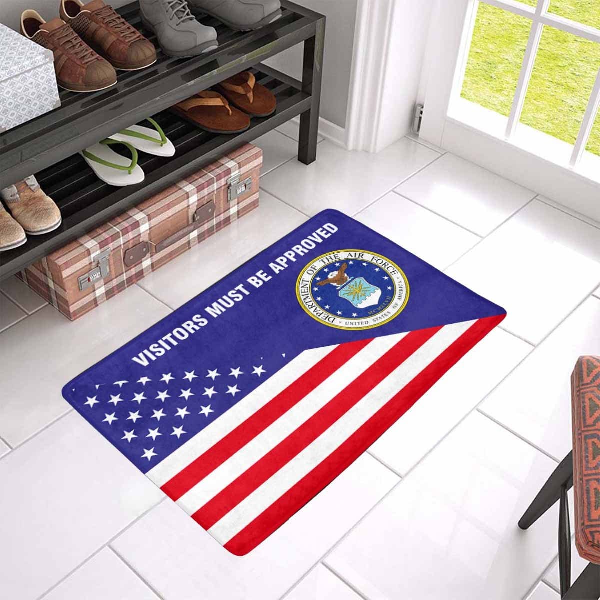 US Flag and US Air Force Logo - Visitors Must Be Approved Doormat-Doormat-USAF-Logo-Veterans Nation