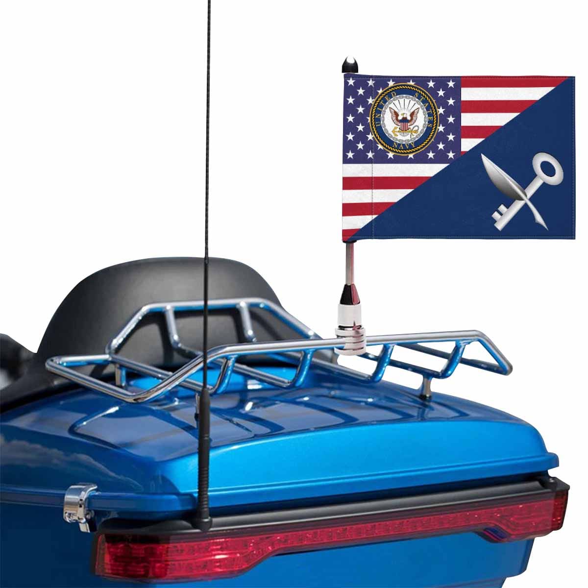 US Navy Ship's Serviceman Navy SH Motorcycle Flag 9" x 6" Twin-Side Printing D01-MotorcycleFlag-Navy-Veterans Nation