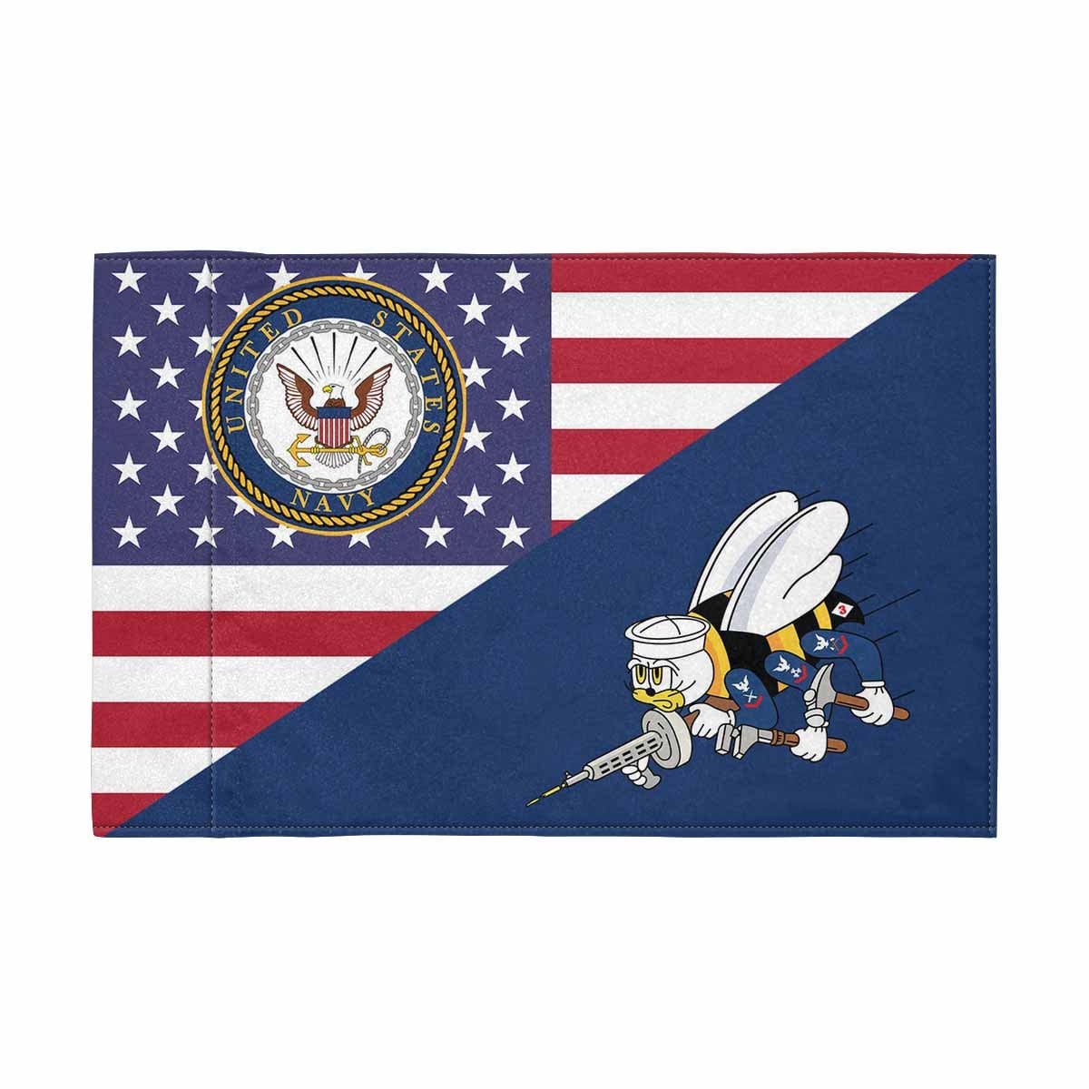 US Navy Seabees Motorcycle Flag 9" x 6" Twin-Side Printing D01-MotorcycleFlag-Navy-Veterans Nation