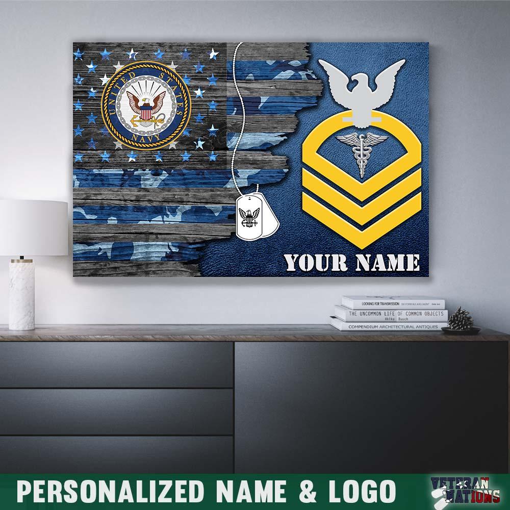 Personalized Canvas - U.S. Navy E-7 CPO Rating Badge - Personalized Name & Logo-Canvas-Personalized-Navy-Rating-Veterans Nation