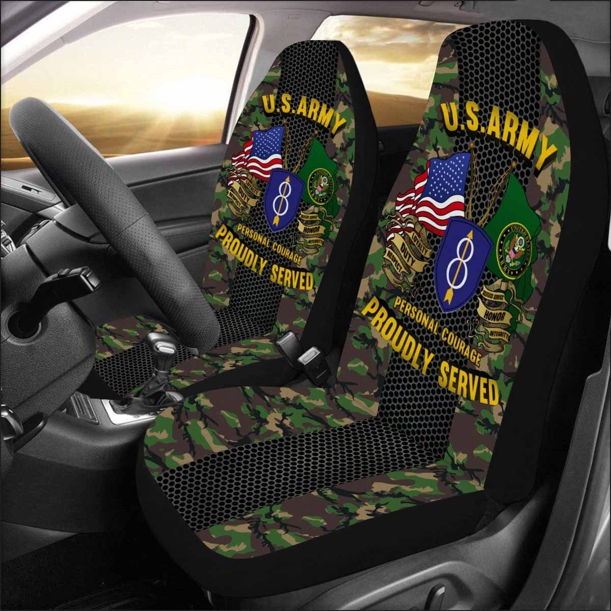 US Army 8th Infantry Division Car Seat Covers (Set of 2)-SeatCovers-Army-CSIB-Veterans Nation