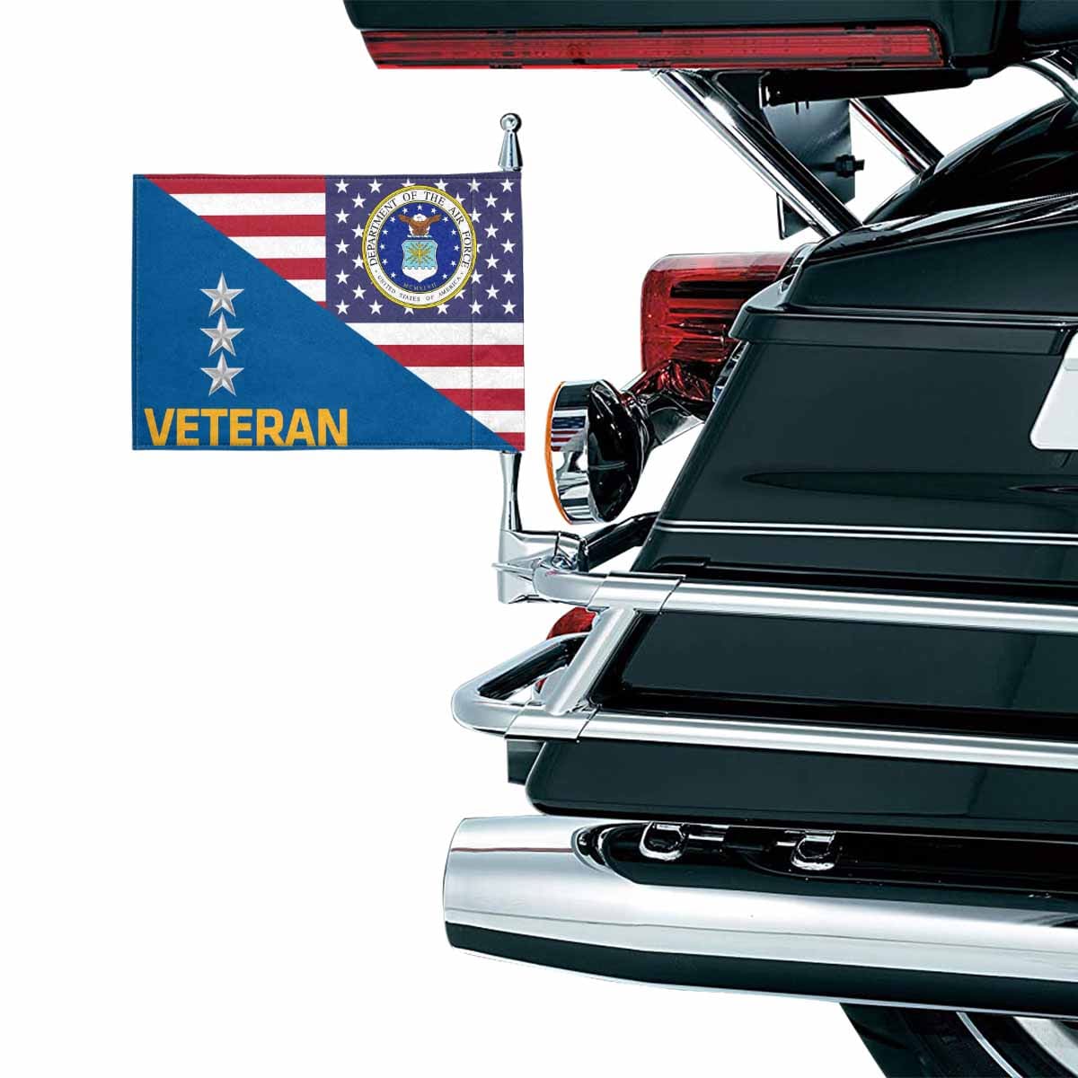 US Air Force O-9 Veteran Motorcycle Flag 9" x 6" Twin-Side Printing D01-MotorcycleFlag-USAF-Veterans Nation
