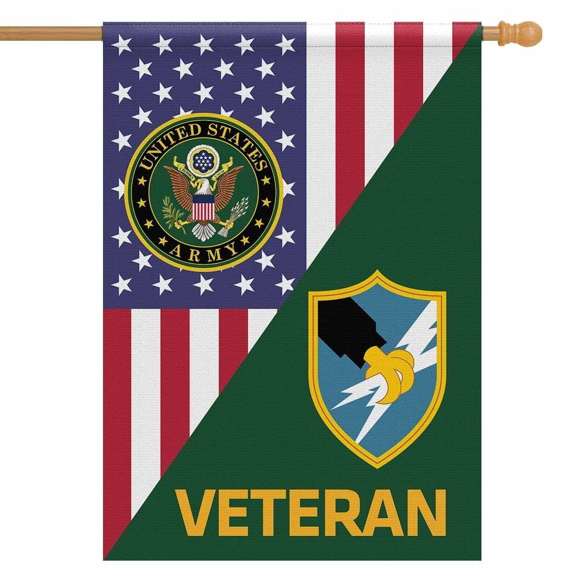 US Army Veteran Insignia With America Flag House Flag 28 Inch x 40 Inch Twin-Side Printing-HouseFlag-Army-Veterans Nation