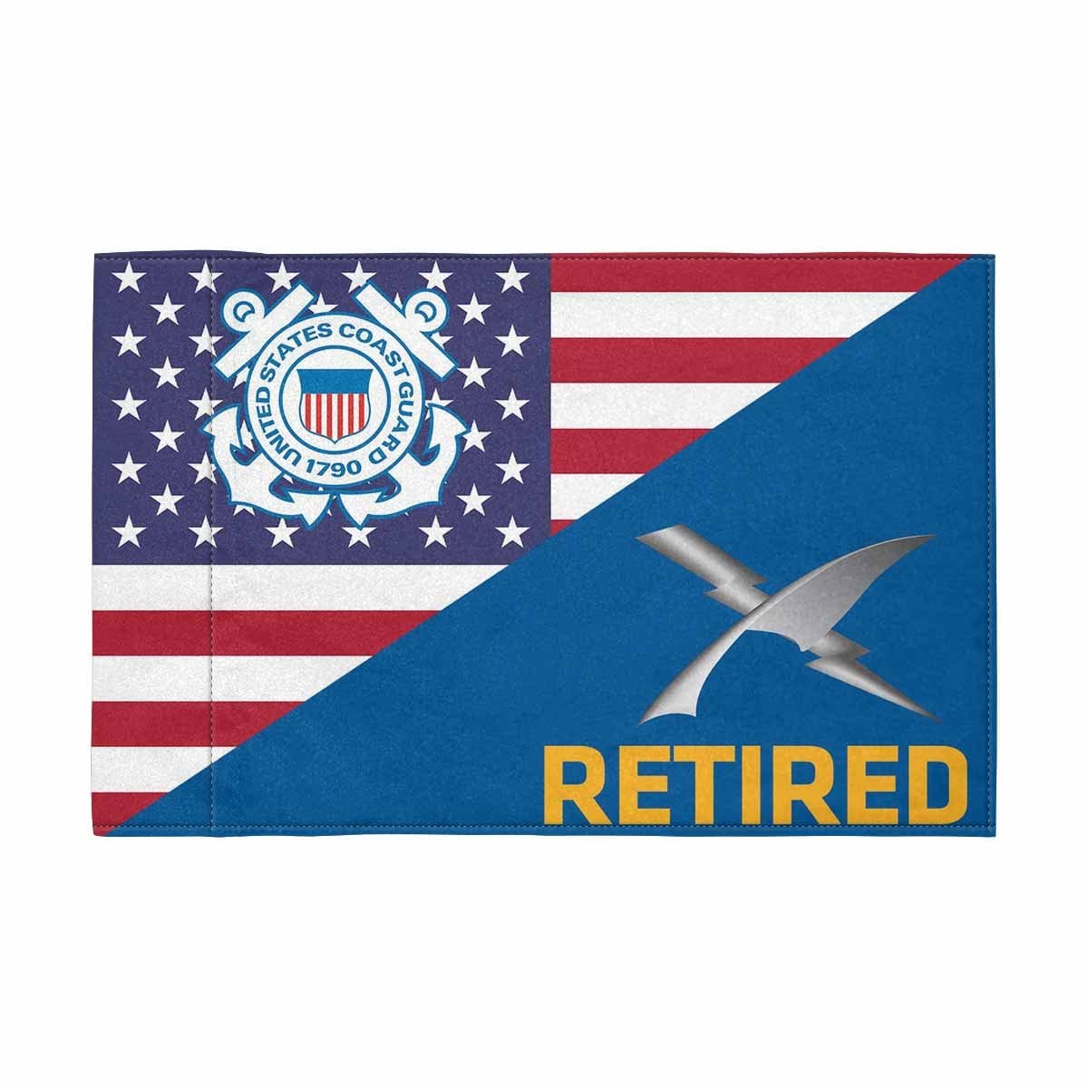 USCG IS Retired Motorcycle Flag 9" x 6" Twin-Side Printing D01-MotorcycleFlag-USCG-Veterans Nation
