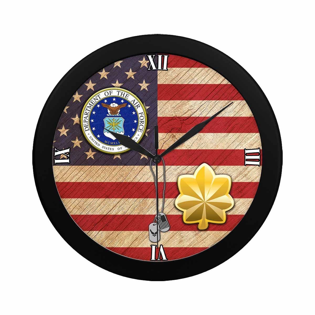 US Air Force O-4 Major Maj O4 Wall Clock-WallClocks-USAF-Ranks-Veterans Nation