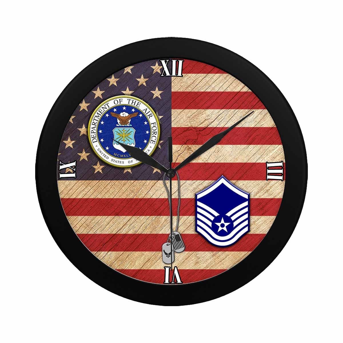 US Air Force E-7 Master Sergeant MSgt E7 Wall Clock-WallClocks-USAF-Ranks-Veterans Nation