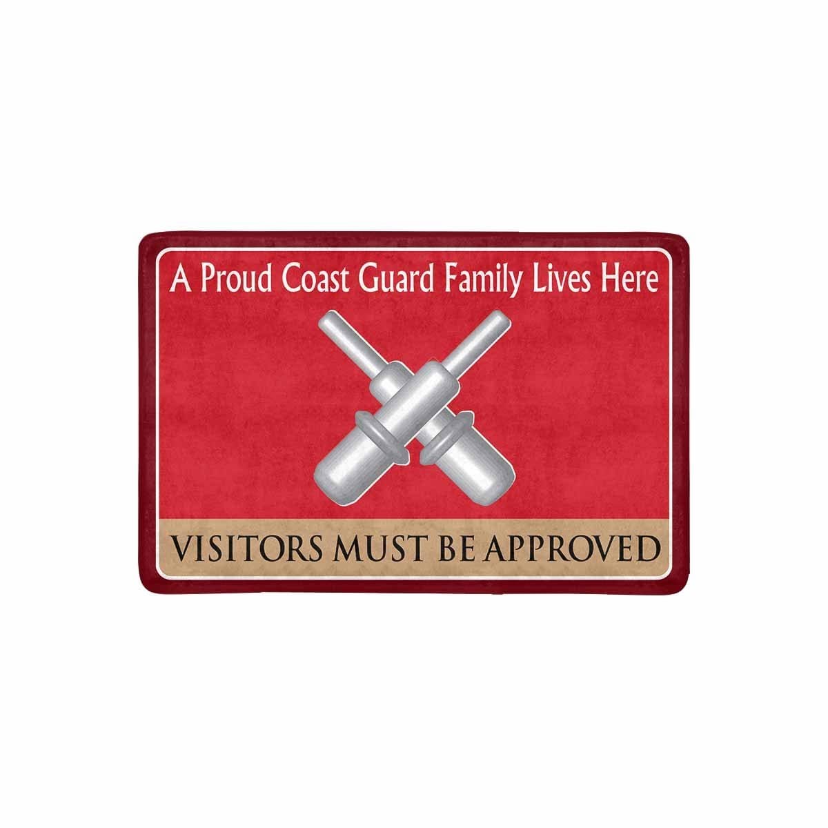 US Coast Guard Gunner's Mate GM Logo Family Doormat - Visitors must be approved (23.6 inches x 15.7 inches)-Doormat-USCG-Rate-Veterans Nation