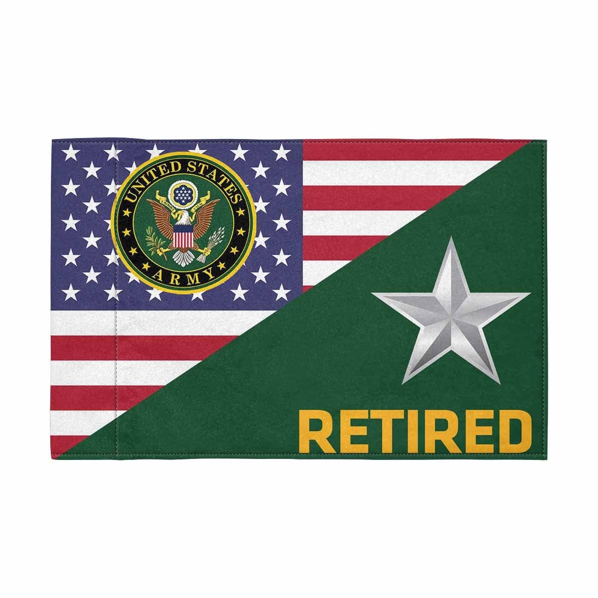 US Army O-7 Retired Motorcycle Flag 9" x 6" Twin-Side Printing D01-MotorcycleFlag-Army-Veterans Nation