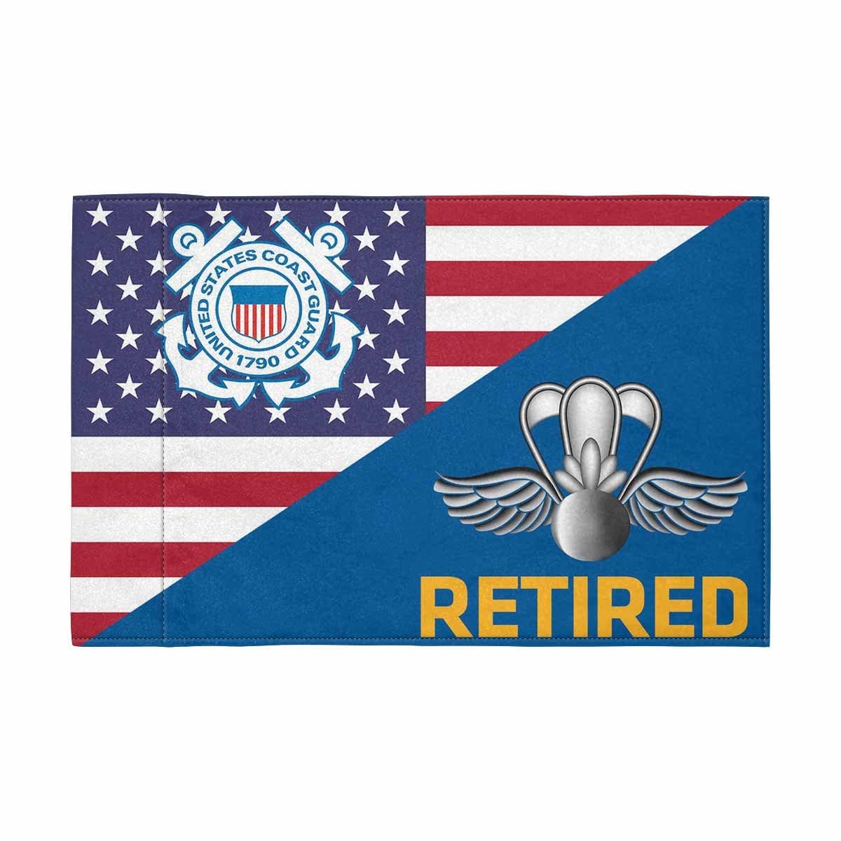 USCG AST Retired Motorcycle Flag 9" x 6" Twin-Side Printing D01-MotorcycleFlag-USCG-Veterans Nation