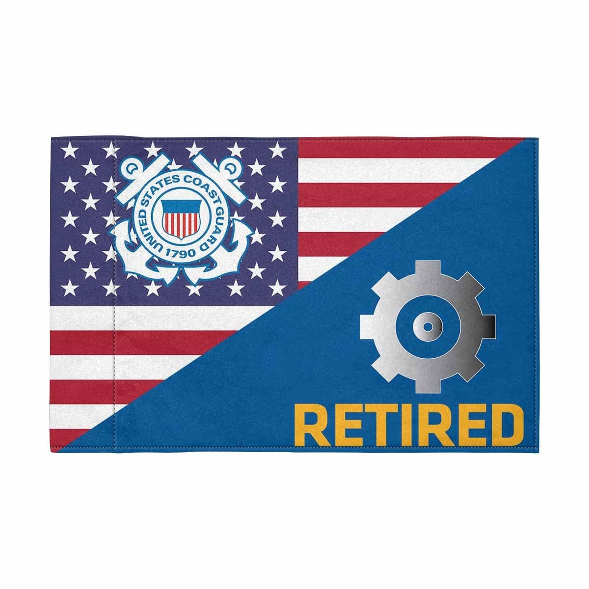 USCG MK Retired Motorcycle Flag 9" x 6" Twin-Side Printing D01-MotorcycleFlag-USCG-Veterans Nation
