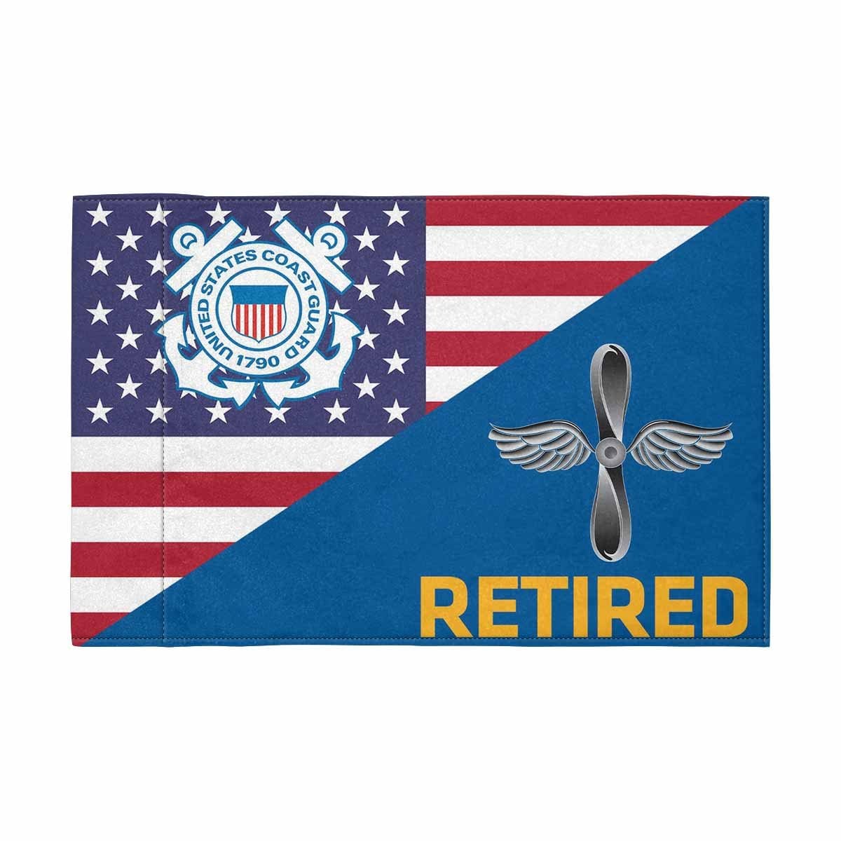 USCG AMT Retired Motorcycle Flag 9" x 6" Twin-Side Printing D01-MotorcycleFlag-USCG-Veterans Nation