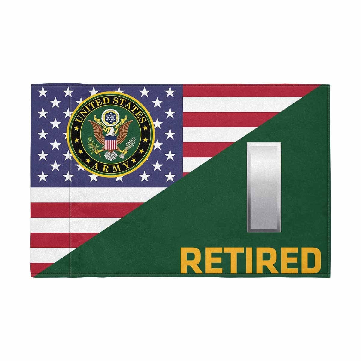 US Army O-2 Retired Motorcycle Flag 9" x 6" Twin-Side Printing D01-MotorcycleFlag-Army-Veterans Nation