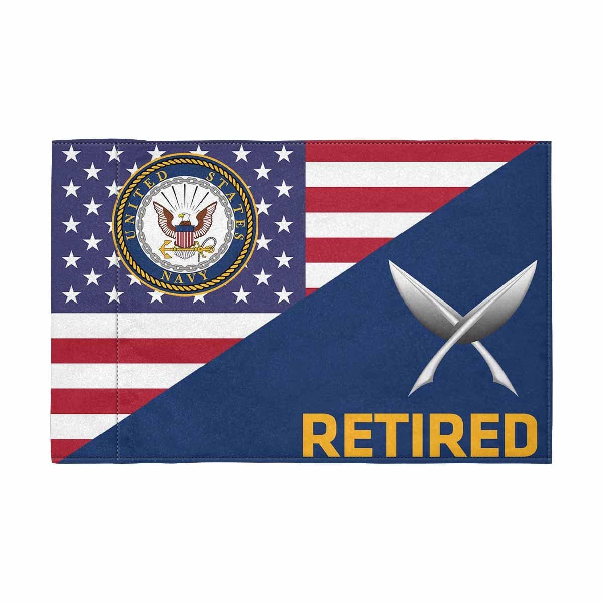 US Navy Yeoman Navy YN Retired Motorcycle Flag 9" x 6" Twin-Side Printing D01-MotorcycleFlag-Navy-Veterans Nation