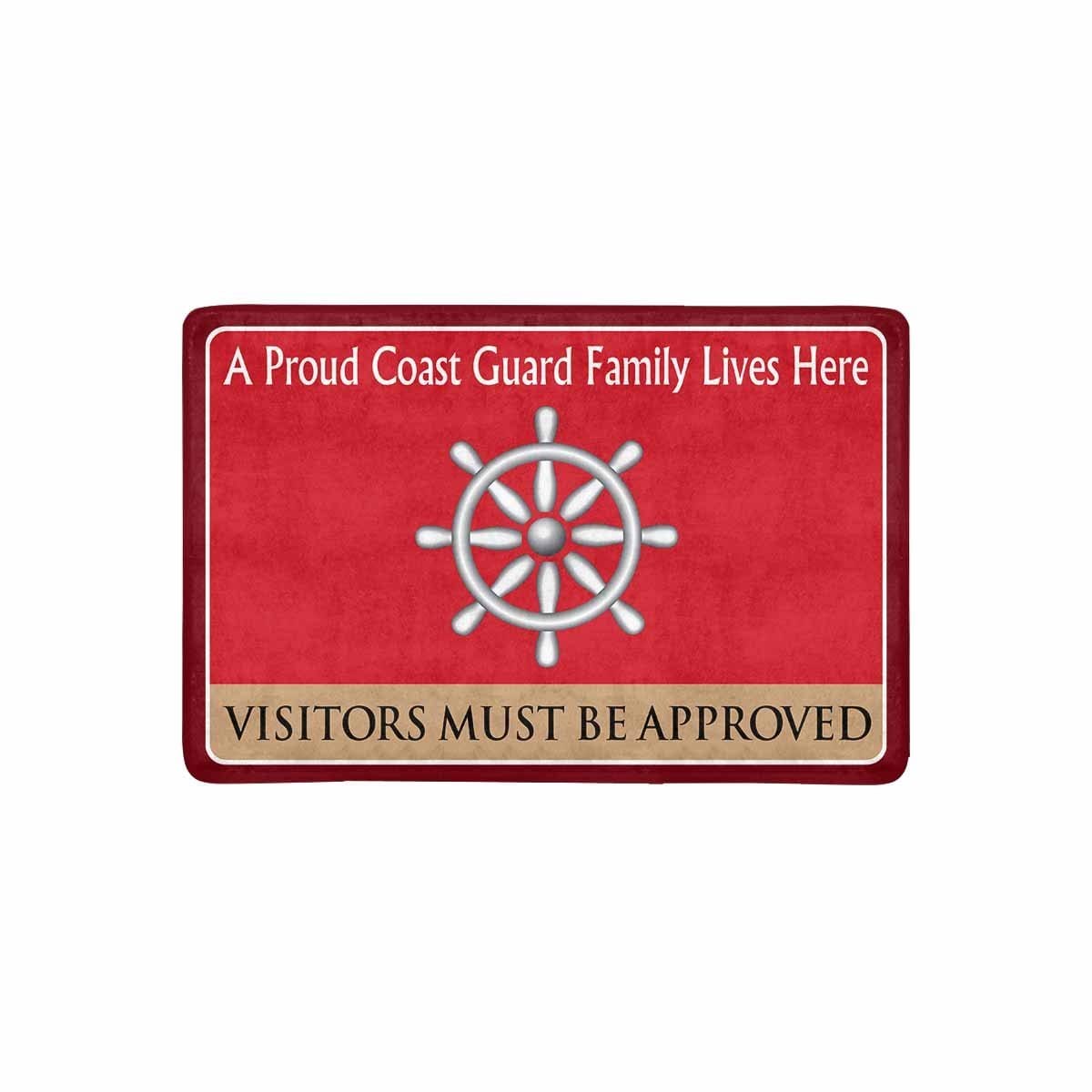 US Coast Guard Quartermaster QM Logo Family Doormat - Visitors must be approved (23.6 inches x 15.7 inches)-Doormat-USCG-Rate-Veterans Nation