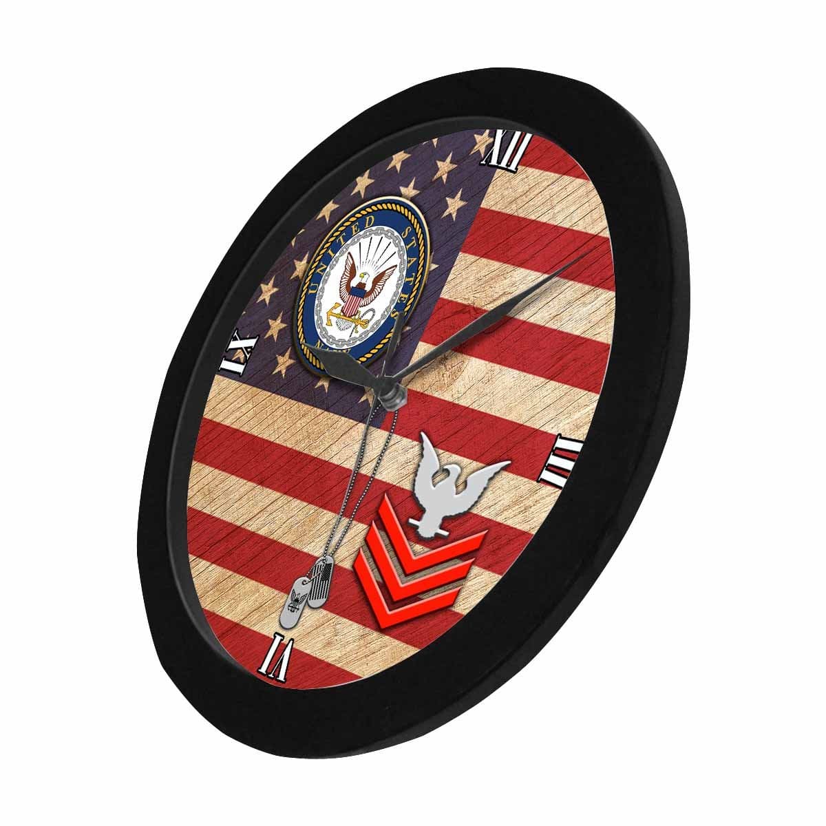 US Navy E-6 Petty Officer First Class E6 PO1 Collar Device Wall Clock-WallClocks-Navy-Collar-Veterans Nation