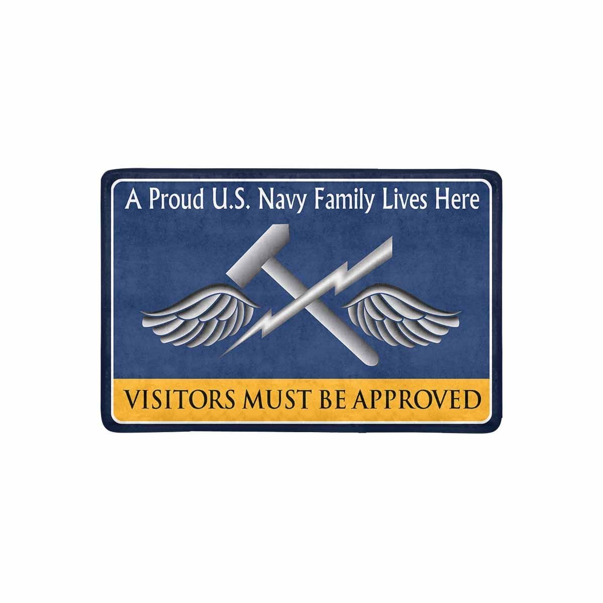 Navy Aviation Support Equipment Tech Navy AS Family Doormat - Visitors must be approved (23,6 inches x 15,7 inches)-Doormat-Navy-Rate-Veterans Nation